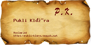 Pukli Klára névjegykártya